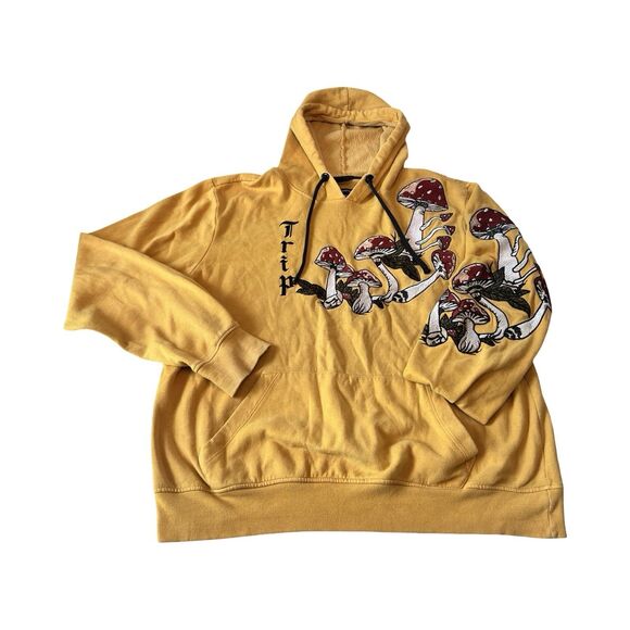 Upstanders Mens L Yellow Limited Edition Mushroom Hoodie Trip Fully Embroidered - Picture 1 of 6